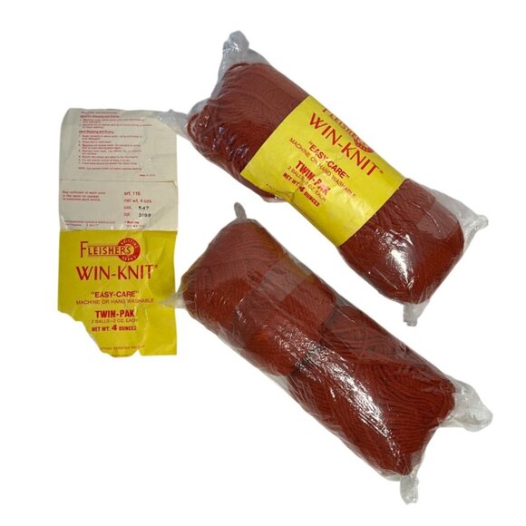 Fleisher's Other - Fleishers Win-Knit Twin-Pak Yarn Red Easy-Care Machine Wash - Lot of 2